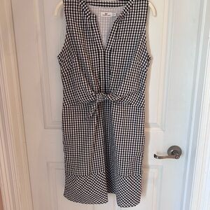 Vineyard Vines Black & White Gingham Tie-Front Midi Dress
